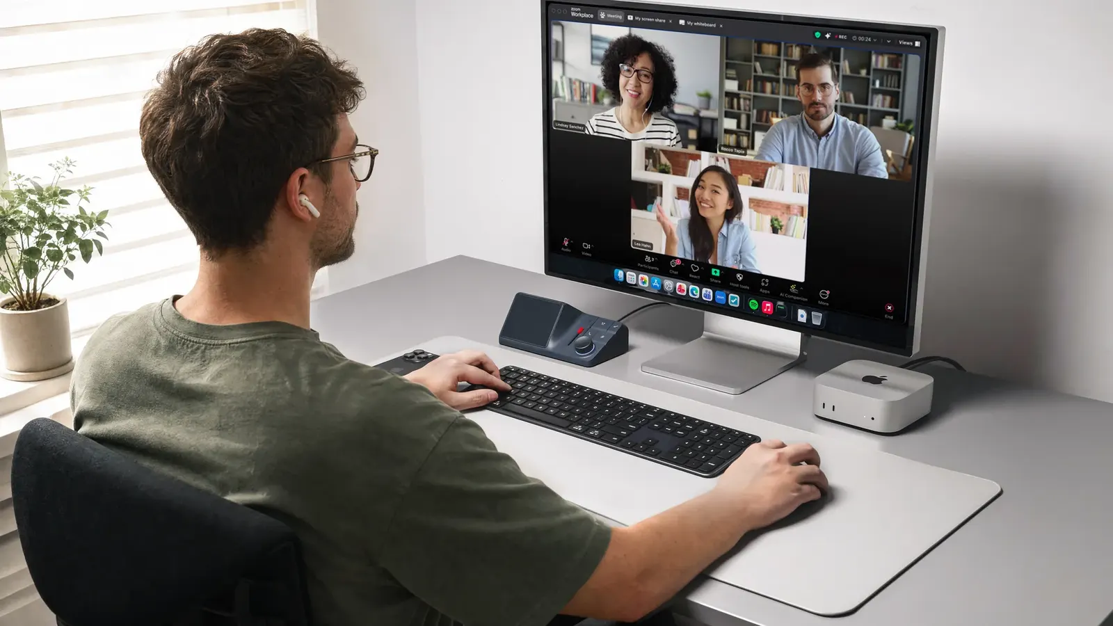 HiDock H1 Lite capturing a desktop video meeting